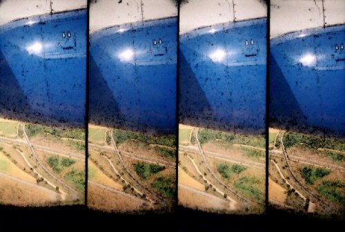 photo lomographie, Vue d'avion, r�acteurs rouill�s